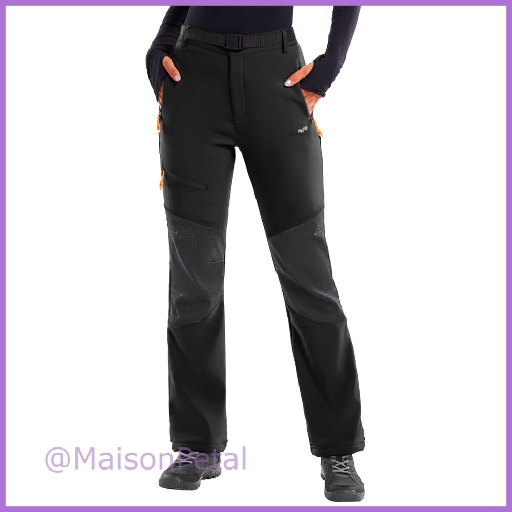 Waterproof Insulated Fleece Lined Snow Pants with 4 Pockets